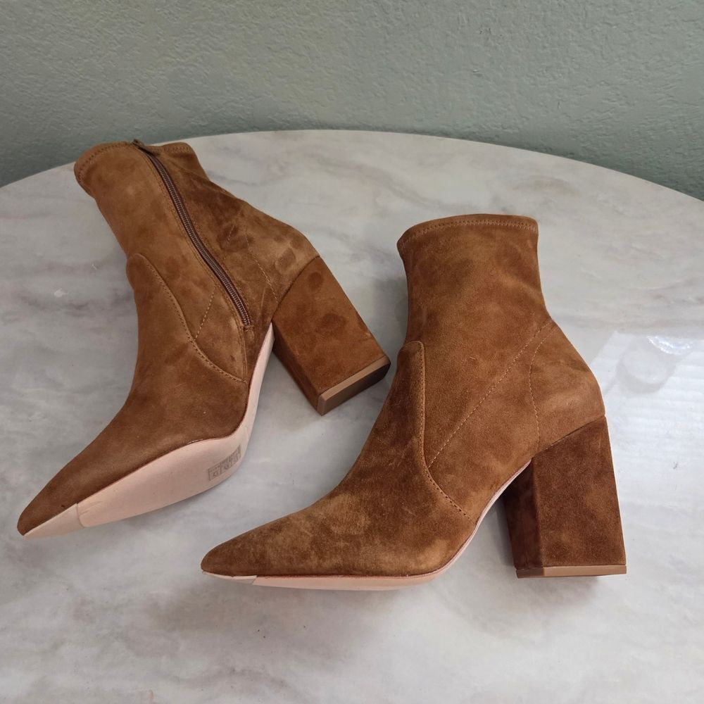 Loeffler Randall Suede Isla Brown Heeled Ankle Bootie - Picture 4 of 12